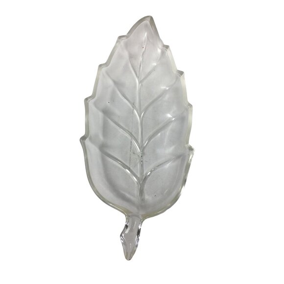 Clear Glass Leaf Shaped Bowl/Serving Dish - about 10'' Long - Picture 1 of 5